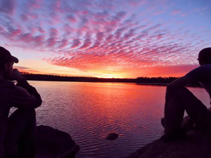 Sunset in the BWCA viewed from the shore.